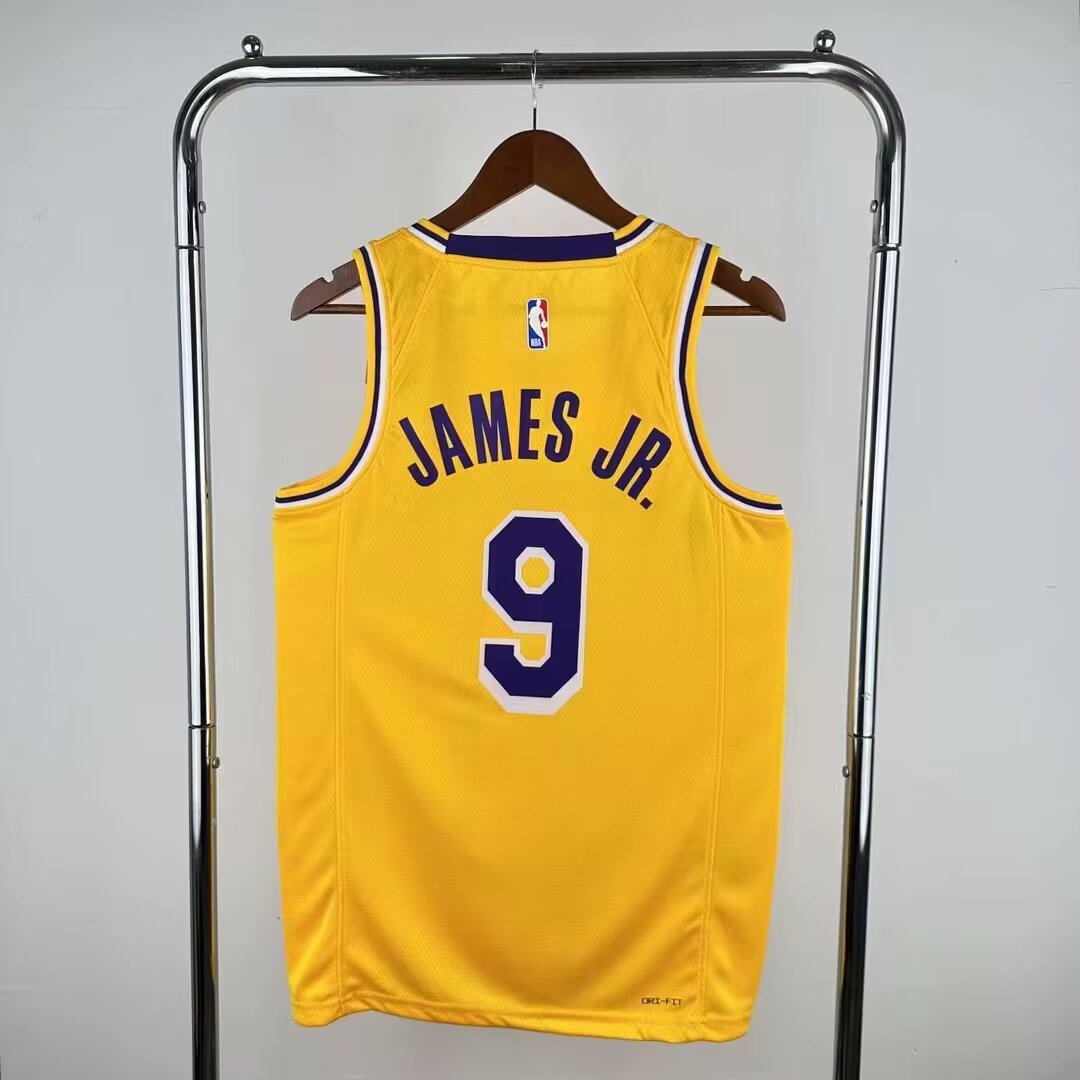 Men Los Angeles Lakers #9 James JR. Stitched yellow NBA 2024 Jersey